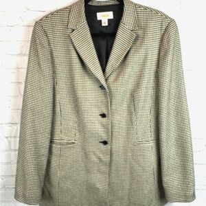 Talbots Black and Cream Checkered Blazer Size 12
